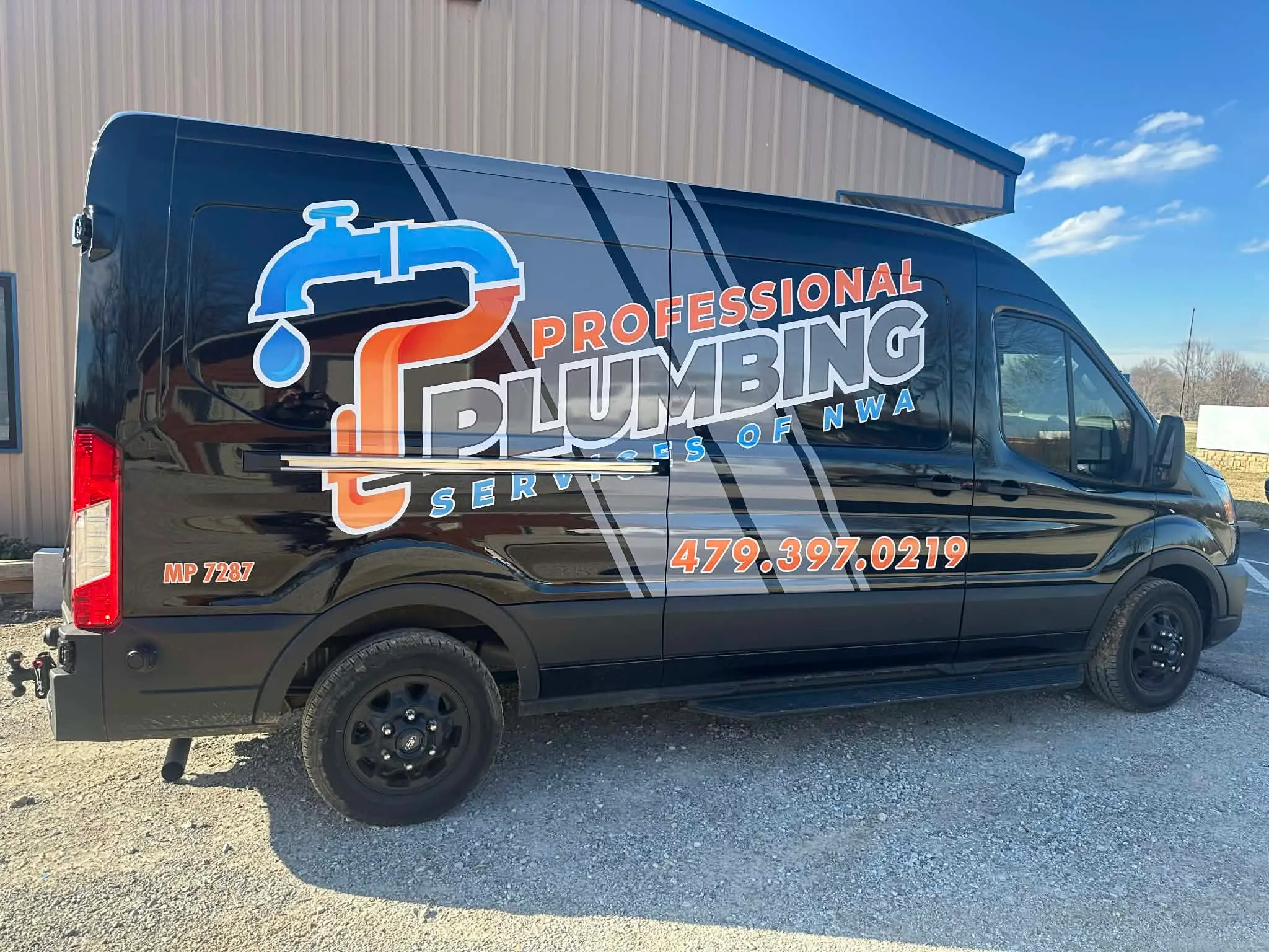 Professional Plumbing Services of NWA service van serving Northwest Arkansas